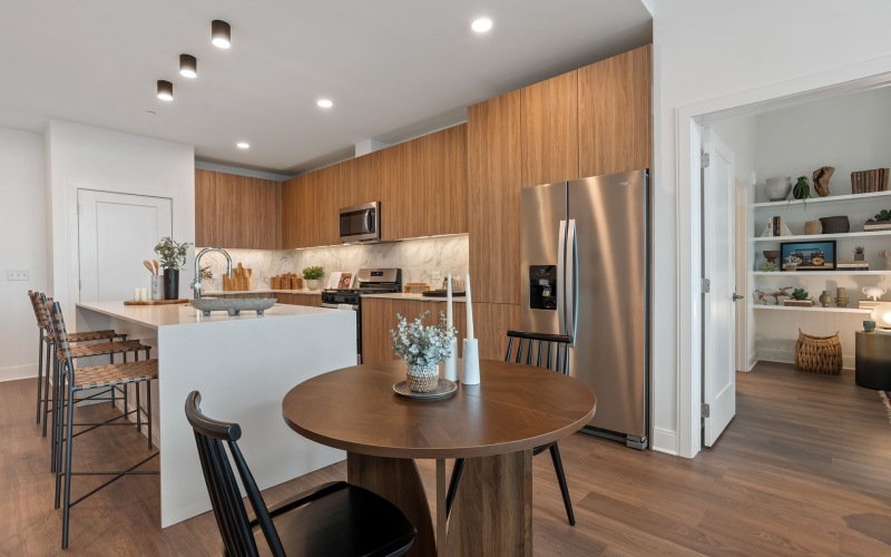 a kitchen and dining room